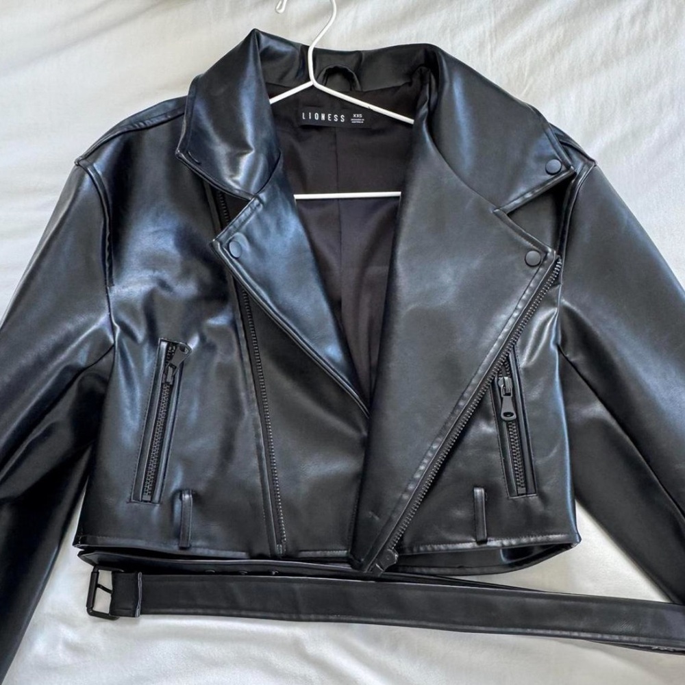 Lioness Black Leather Biker Jacket